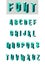 Set of isometric glass font