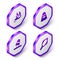 Set Isometric Hand holding fire, Ghost, Game thimbles and Magic hand mirror icon. Purple hexagon button. Vector