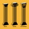 Set of isometric icons of Antique Greek columns in retro style