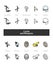 Set of isometric icons in otline style, colored and black versions