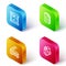 Set Isometric line 3D printer, File document, Scanner and Printer ink cartridge icon. Vector