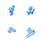 Set Isometric line Curling sport game, Lobster, Wooden axe and Flying duck icon. Vector