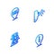 Set Isometric line Ear listen sound signal, Alphabet, Speech bubble chat and Information icon. Vector