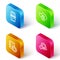 Set Isometric line Mobile and password, Cloud computing lock, Server gear and Hand settings icon. Vector