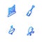 Set Isometric line Shovel toy, Abacus, Whirligig and Racket icon. Vector