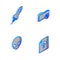 Set Isometric line Unknown directory, Rocket ship with fire, Alien and document icon. Vector