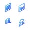 Set Isometric line Web developer programming code, Binary, Server and Network cloud connection icon. Vector