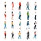 Set of isometric people isolated on white background.