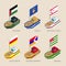Set of isometric ships with flags of partially recognised states