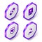 Set Isometric Smart watch with heart, Patient record, Immune system and Medical prescription icon. Purple hexagon button