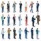 Set of isometric vector standing men