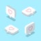 Set of isometric white Like icons. Notification cloud with heart. Web icons collection for isometric illustration