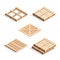 Set of isometric wooden pallets.