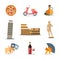 Set of Italy isolated travel colorful flat icons