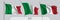 Set of Italy waving flag on isolated background vector illustration