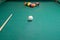 The set of items for Billiards-pool balls and cue