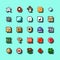 Set of items from Super Mario Bros 3 classic video game, pixel design vector illustration