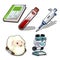 The set of items on the topic of genetic laboratory isolated on white background. Vector cartoon close-up illustration.