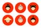 Set of Japanese face icons on red background