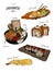 Set of Japanese food,hand draw sketch vector