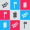 Set Japanese ninja shuriken, Medieval axe and dynamite stick and timer clock icon. Vector