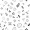 Set Japanese ninja shuriken, Target sport, Medieval axe and Japanese ninja shuriken on seamless pattern