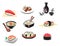 Set of Japanese seafood icons