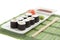 Set of japanese sushi on white