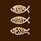 Set of Jesus fish symbols and logo.