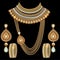 set jewelry gold vintage necklace with precious stones earrings and bracelets