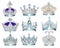 set of jewelry silver crowns with precious stones