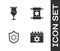 Set Jewish calendar, goblet, Shield with Star of David and Torah scroll icon. Vector