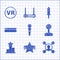 Set Joystick for arcade machine, Star, Share, Video game console, Sword and Virtual reality glasses icon. Vector