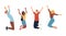 Set Of Jumping Happy People. Young Funny Teens Boys And Girls Jumping Together. Joy Lifestyle And Symbol Of Happy And