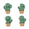 Set kawaii cute tender cactus plant