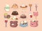 set kawaii dessert food