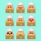 Set of kawaii hamburger sticker
