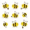 Set of kawaii honey bees