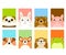 Set of kawaii member icon. Cards with cute cartoon animals. Baby collection of avatars