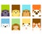 Set of kawaii member icon. Cards with cute cartoon animals. Baby collection of avatars