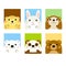 Set of kawaii member icon. Cards with cute cartoon animals. Baby collection of avatars
