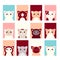 Set of kawaii member icon. Cards with cute cartoon cats. Baby collection of avatars with kitty