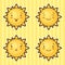 Set of kawaii suns with different facial expressions