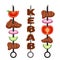 Set of kebab, minced meat. Vector grilled meat food and tasty barbecue.