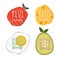 Set of keto diet badge. Vector illustration. Ketogenic diet logo sign. Keto diet menu. Collection salmon, egg, cheese, avocado