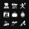 Set Kidnaping, Car theft, Murder, Burning car, Pistol or gun, Bloody knife, Internet piracy and Briefcase and money icon