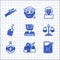 Set Kidnaping, Murder, Canister fuel, Scales of justice, Poison bottle, Lighter, Thief mask and Sniper rifle with scope