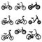 Set of kids bikes. Bicycles for children, for boys. Icons, vector, flat design