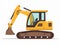 set of kids construction tools ,machines, white background , cement mixer, crane, tractor, caterpillar, bulldozer, created with ai