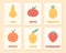 A set of kids cute fruit posters. Vector illustration. Retro posters for nursery.